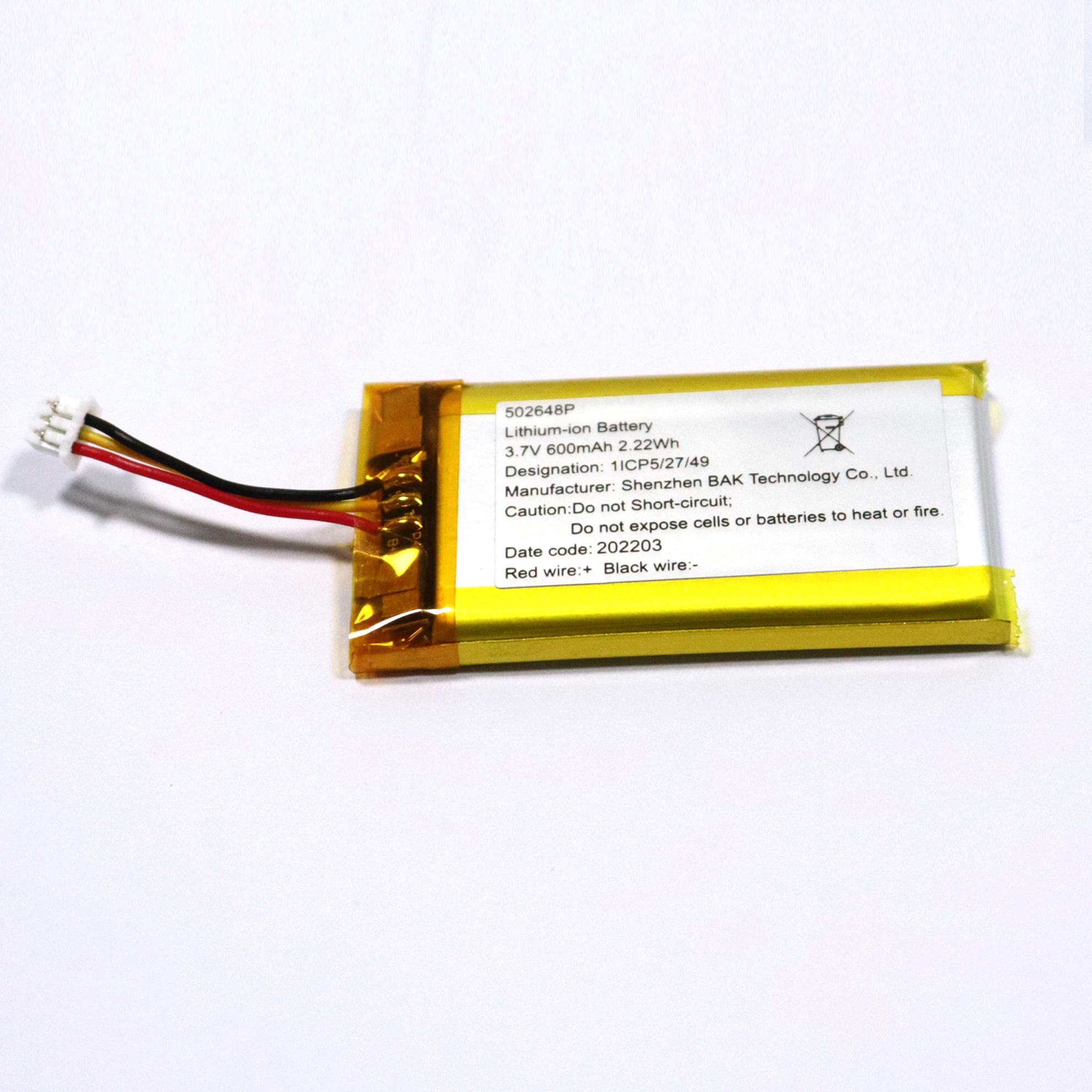 Batería de polímero de litio 3.7V 600mAh para dispositivo Bluetooth